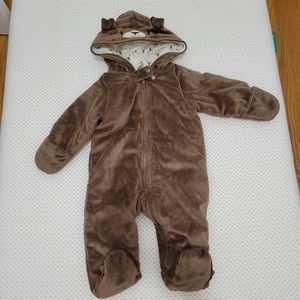 Brown puppy winter suit for baby in size 6 months